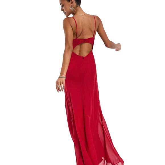 ASOS DESIGN Maxi Dress Women's 10 Ruched Bust Chiffon Paneled Corset A-Line NWT - Picture 2 of 11